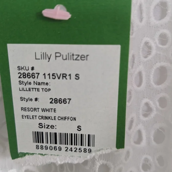 LILLY PULITZER LILLETTE TOP WHITE EYELET NWT Size Small - Picture 3 of 8